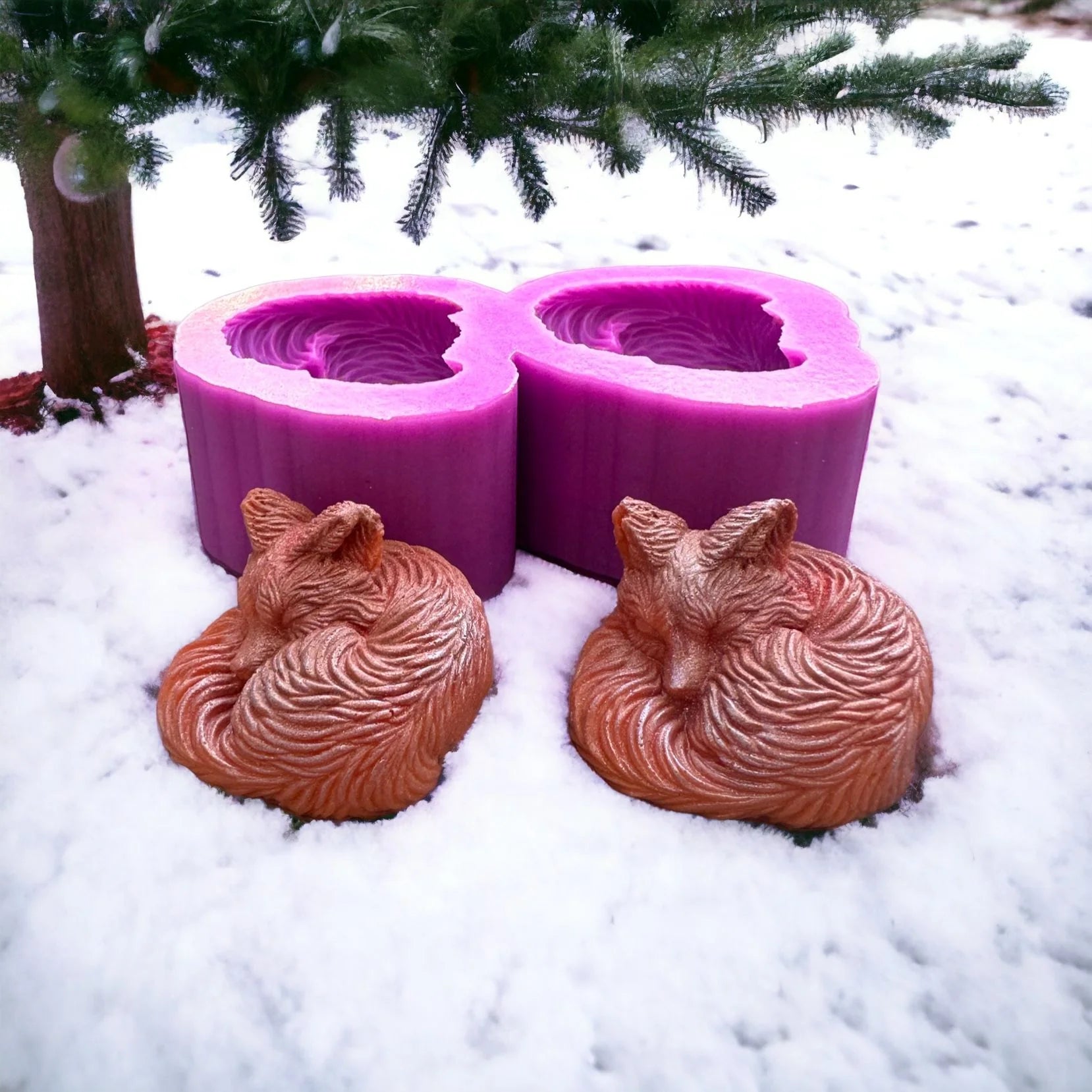 3D Sleeping Fox Duo