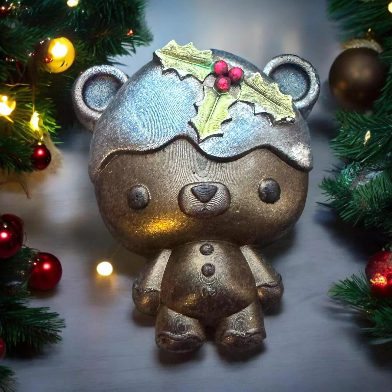 3D Christmas Pudding Bear Duo