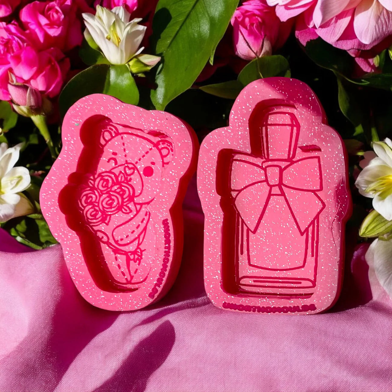 Teddy Bear Roses & Perfume Bottle Mini Duo