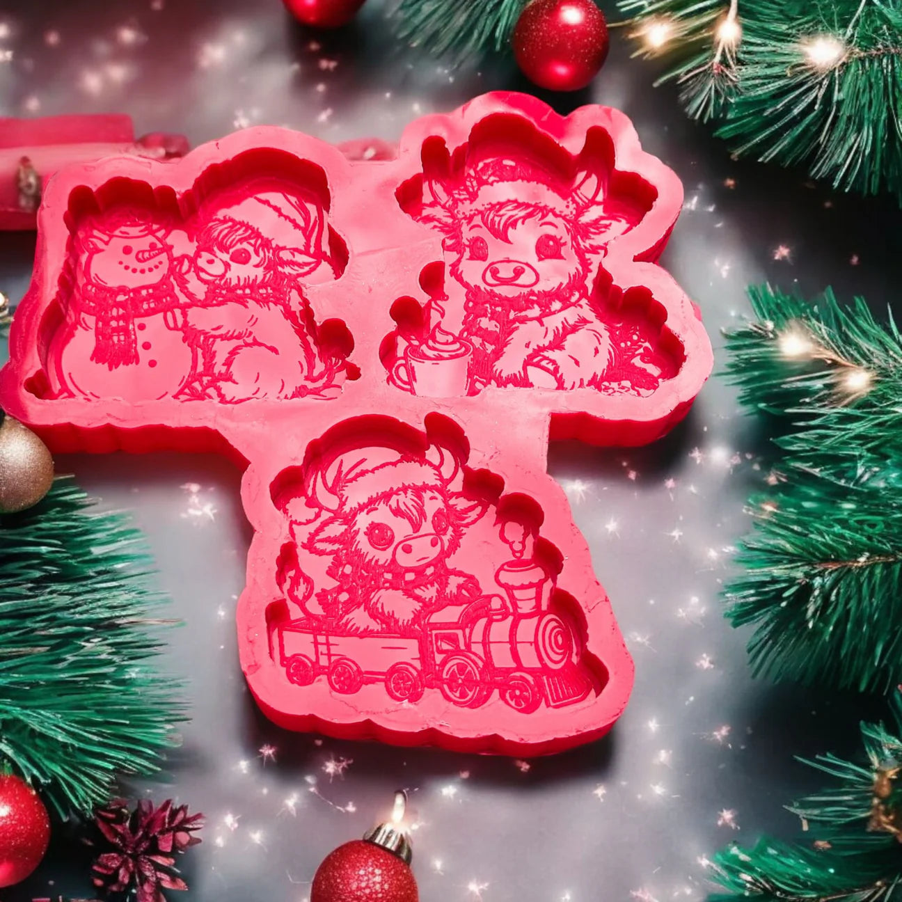 Christmas Highland Cow Trio
