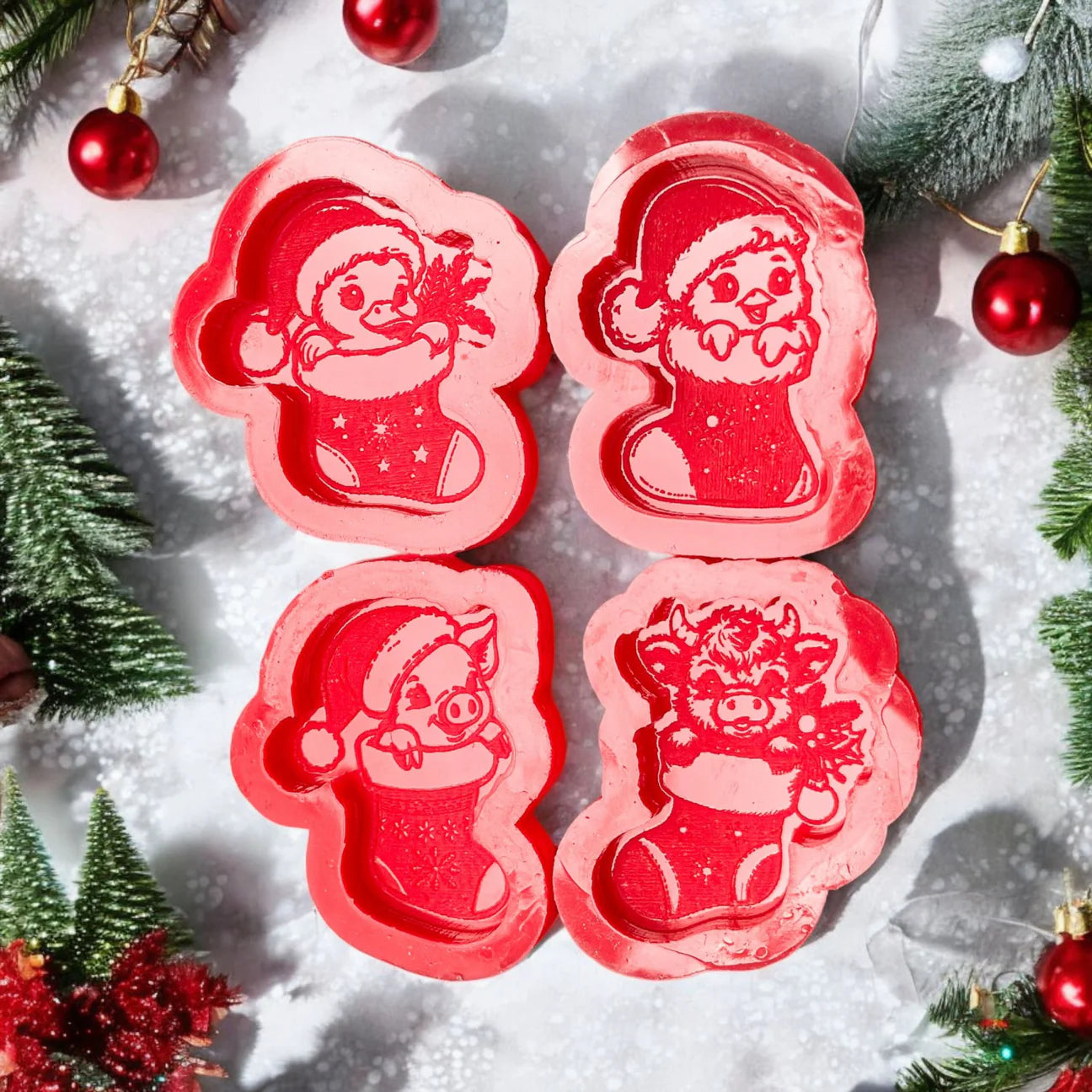 Animals In Stockings Mini's Set Of 4