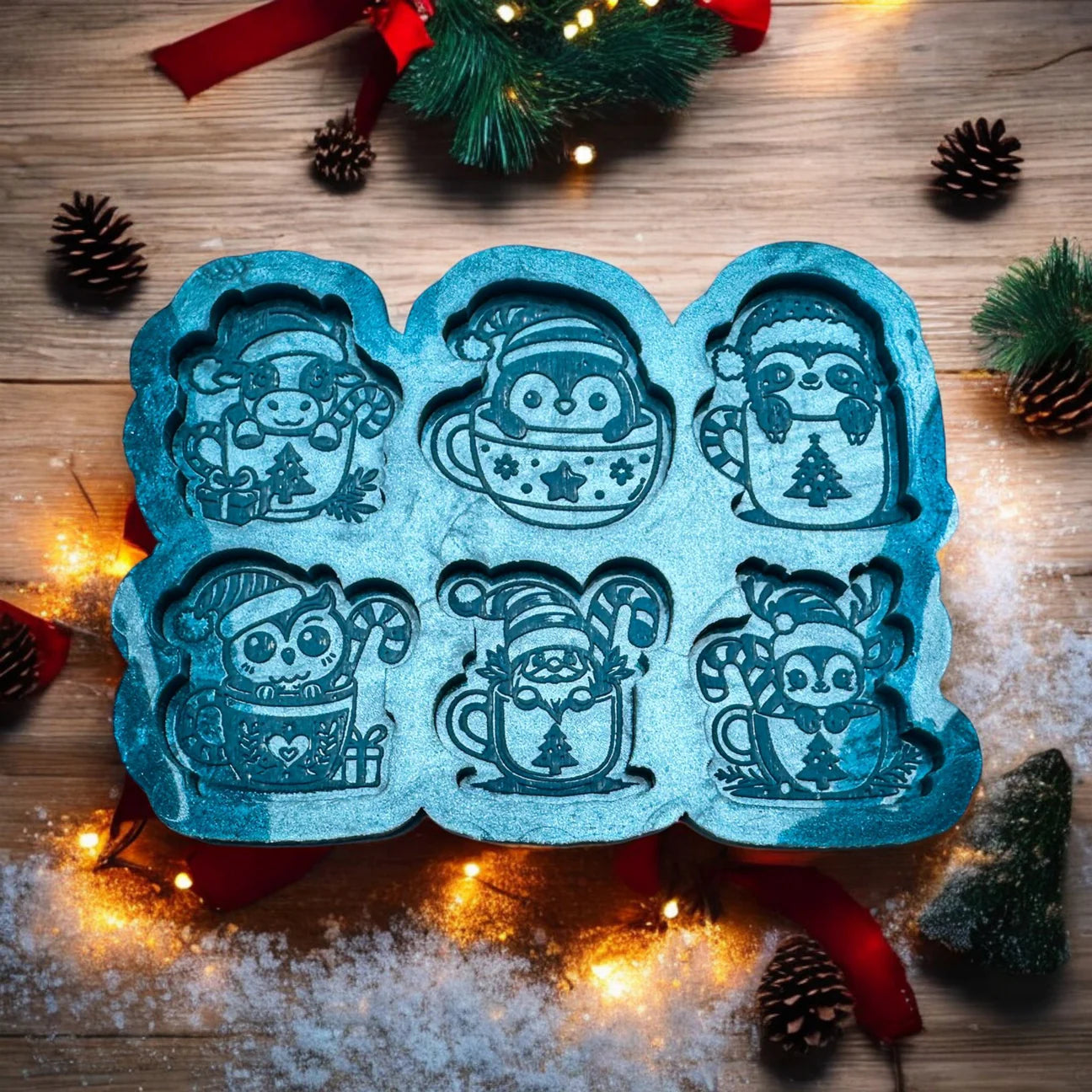 Christmas Animals In Cups Toppers