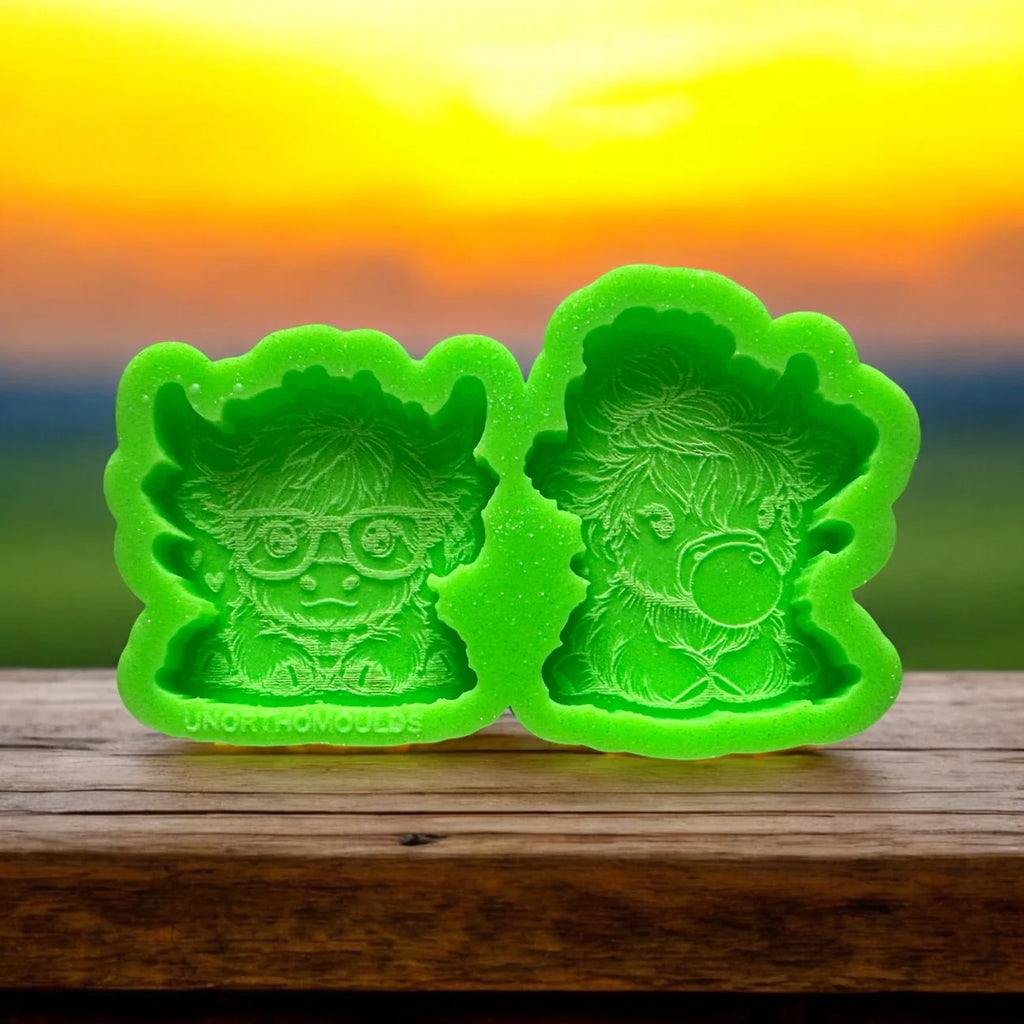 Bubblegum & Glasses Highland Cow Duo