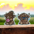 Bubblegum & Glasses Highland Cow Duo